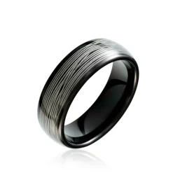 Bague Homme Liorin Acier Bicolore Noir Et Blanc Tungstene|JOURDAN New