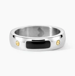 Bague Jourdan Louka Acier Argenté Onyx