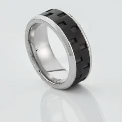 Bague Jourdan Oahu Acier Blanc Et Noir