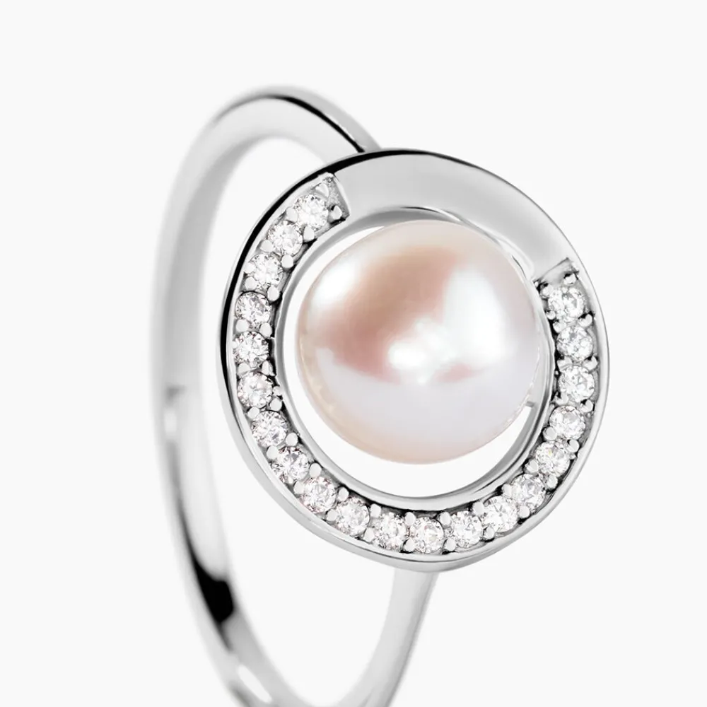 Bague Lenka Argent Blanc Perle De Culture Et Oxyde De Zirconium|Marc Orian Discount