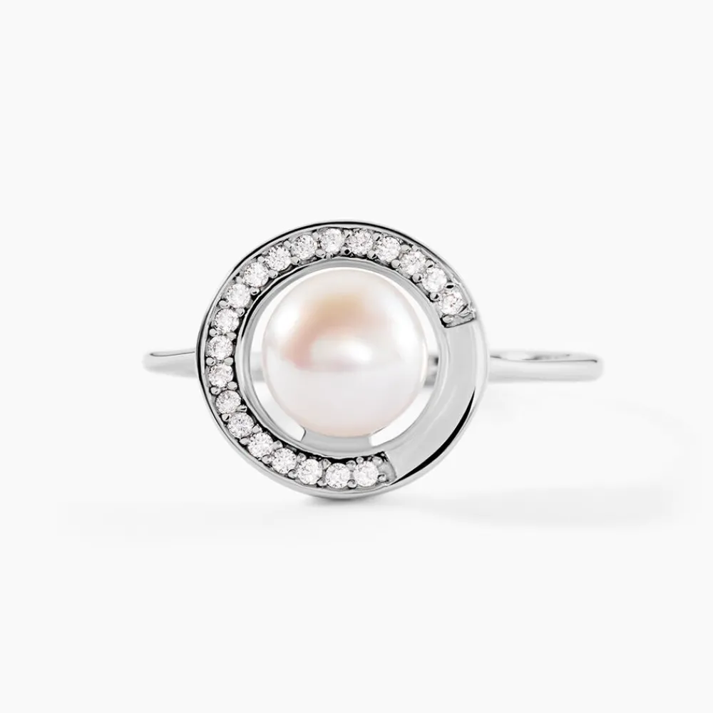 Bague Lenka Argent Blanc Perle De Culture Et Oxyde De Zirconium|Marc Orian Discount