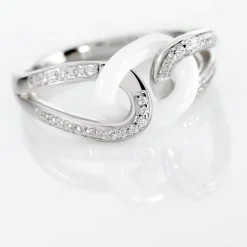 Bague Link Argent Blanc Céramique Et Oxyde De Zirconium