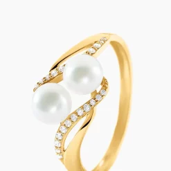 Bague Loeva Or Jaune Perle De Culture Et Oxyde De Zirconium|Marc Orian Hot