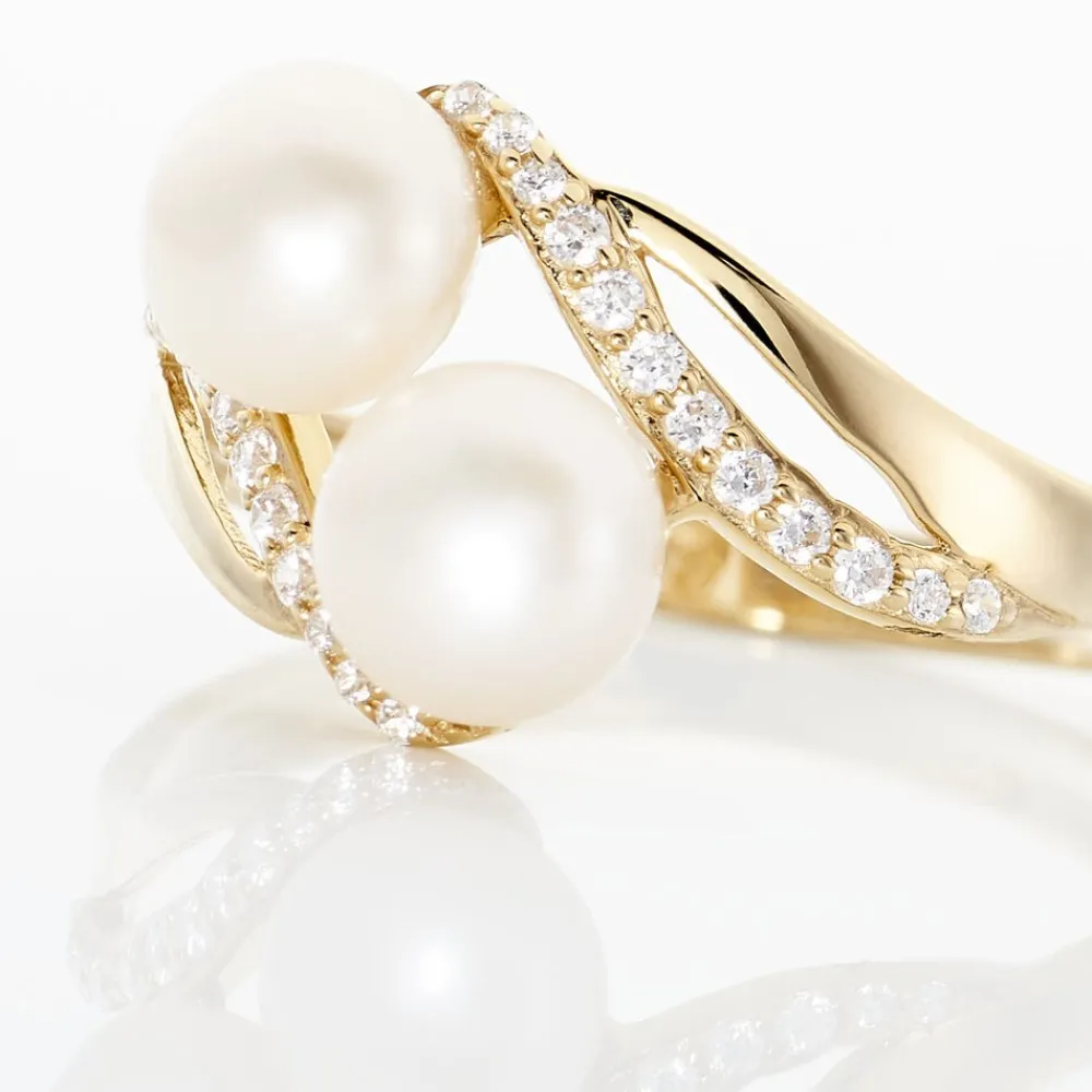 Bague Loeva Or Jaune Perle De Culture Et Oxyde De Zirconium|Marc Orian Hot