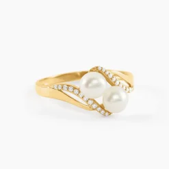 Bague Loeva Or Jaune Perle De Culture Et Oxyde De Zirconium|Marc Orian Hot