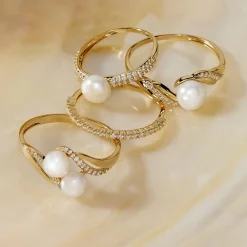 Bague Loeva Or Jaune Perle De Culture Et Oxyde De Zirconium|Marc Orian Hot