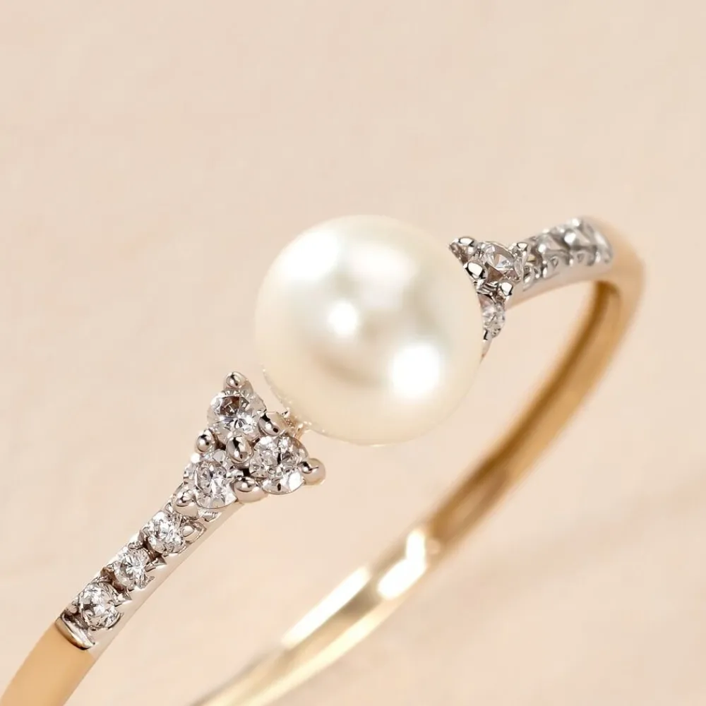 Bague Lonny Or Jaune Perle De Culture Et Oxyde De Zirconium|Marc Orian Outlet