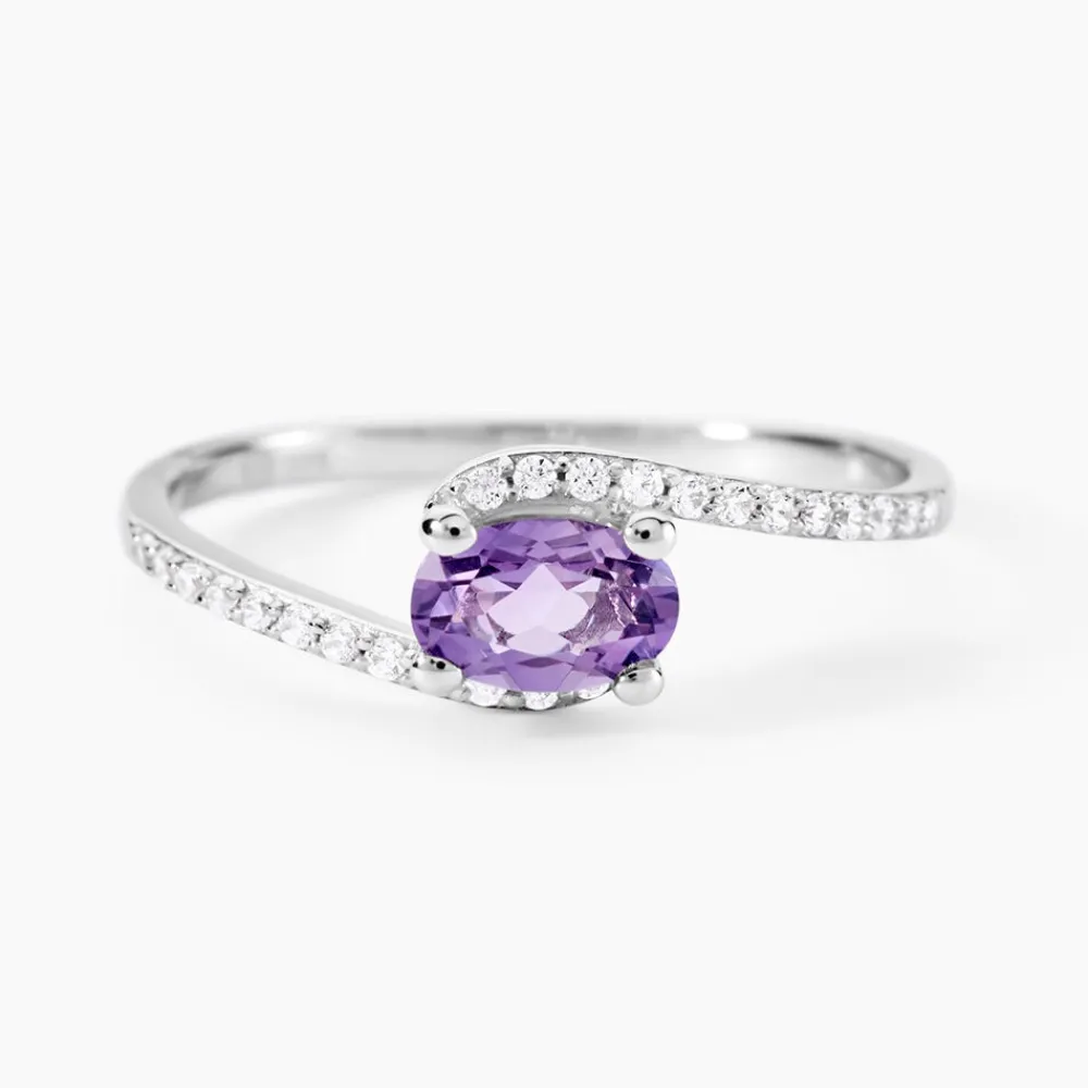 Bague Loriane Or Blanc Amethyste Et Oxyde De Zirconium|Marc Orian Best