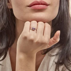 Bague Loriane Or Jaune Amethyste Et Oxyde De Zirconium