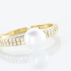 Bague Maria-francoise Or Jaune Perle De Culture Et Oxyde De Zirconium|Marc Orian Best
