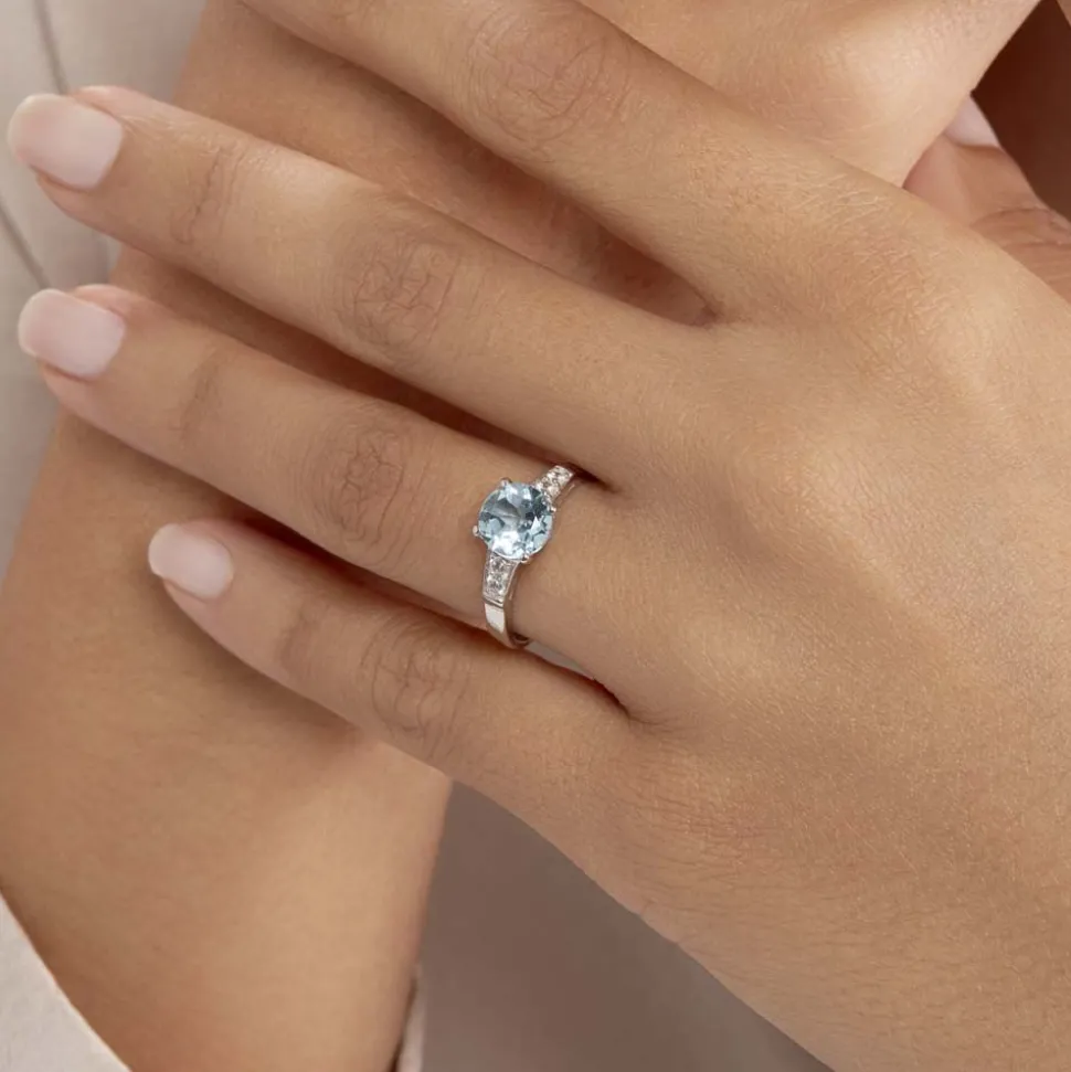 Bague Maysara Or Blanc Topaze Et Oxyde De Zirconium