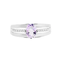 Bague Milna Or Blanc Amethyste Et Oxyde De Zirconium