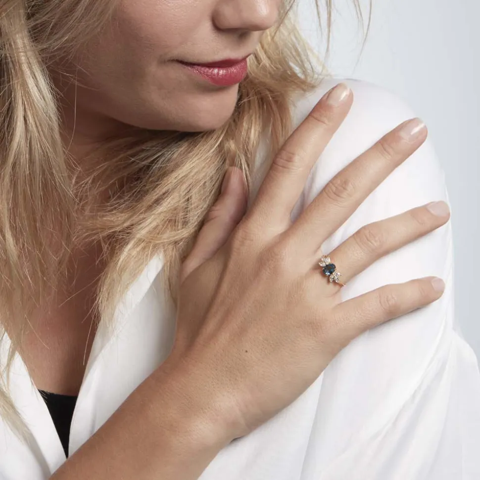 Bague Or Blanc Dayron Topaze Oxydes De Zirconium