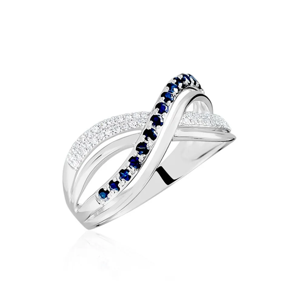 Bague Or Blanc Maudy Saphirs Diamants