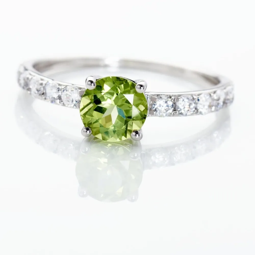 Bague Or Blanc Monroe Péridot Oxydes De Zirconium|Marc Orian Sale