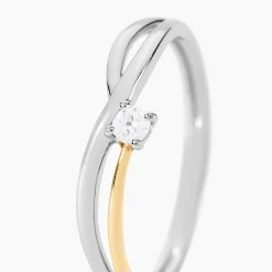 Bague Or Jaune Argent Blanc Oxyde De Zirconium