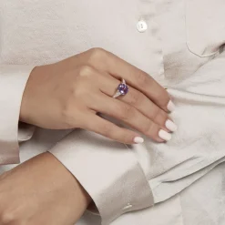 Bague Or Jaune Marie-camille Améthyste Oxydes De Zirconium