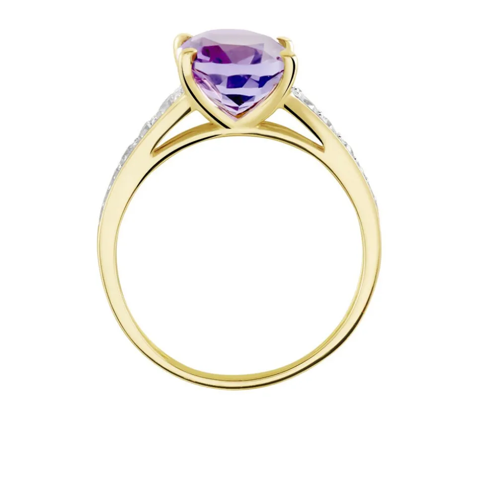 Bague Or Jaune Marie-camille Améthyste Oxydes De Zirconium