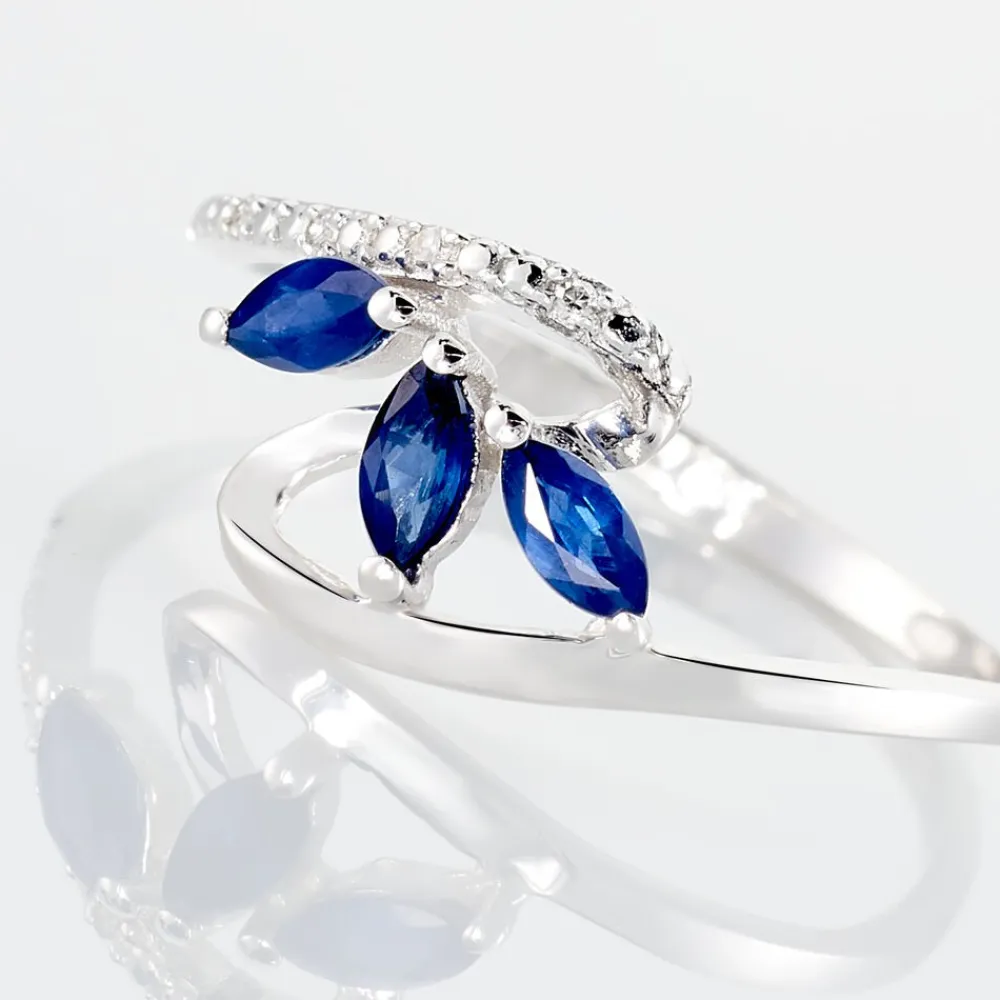 Bague Petale Or Blanc Saphir Et Diamant|Marc Orian Hot