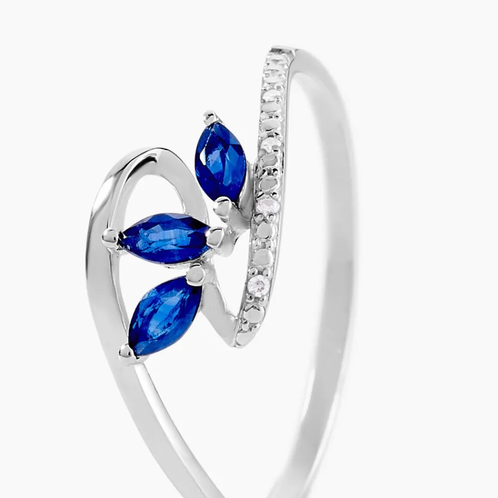 Bague Petale Or Blanc Saphir Et Diamant|Marc Orian Hot