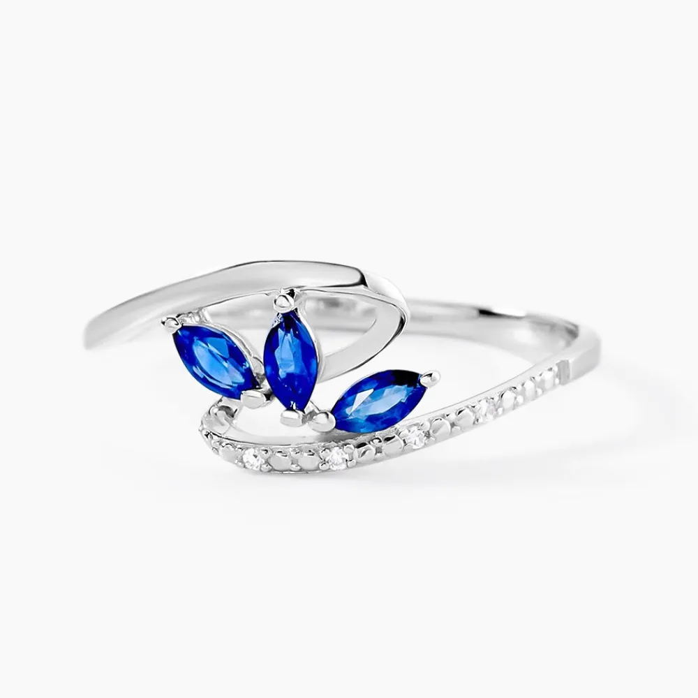 Bague Petale Or Blanc Saphir Et Diamant|Marc Orian Hot