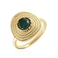 Bague Plaqué Or Ilia Ronde Perle Pierre Verte|Marc Orian Outlet