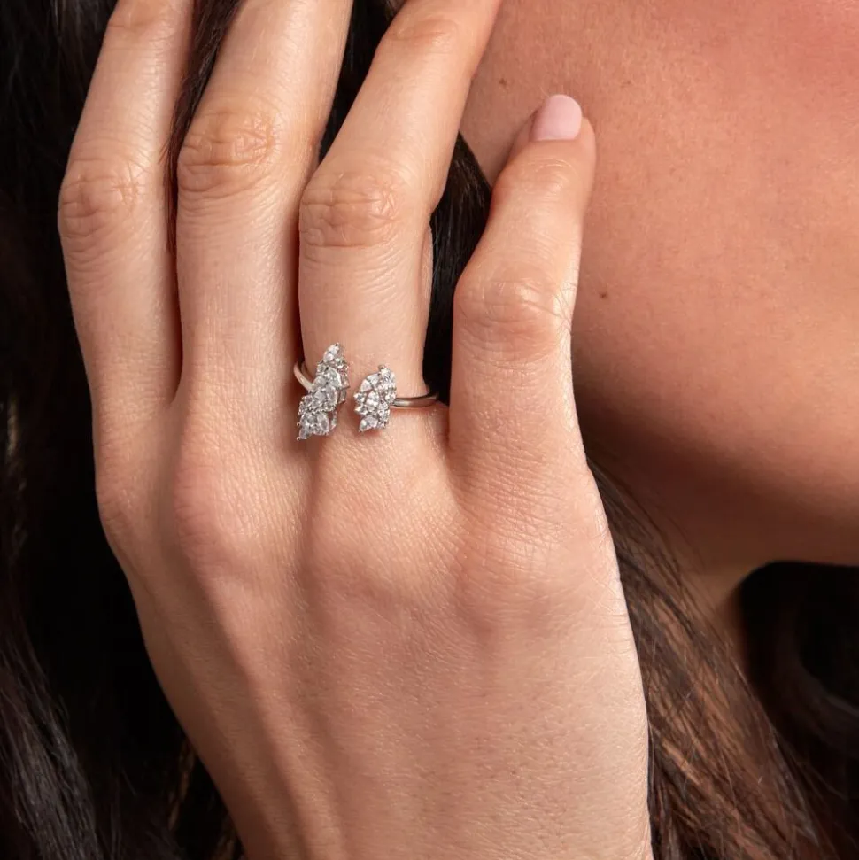 Bague Précieux Flocon Argent Blanc Oxyde De Zirconium