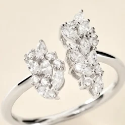 Bague Précieux Flocon Argent Blanc Oxyde De Zirconium