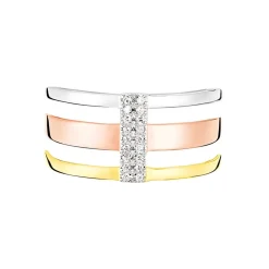 Bague Rainbow Or Tricolore Diamant