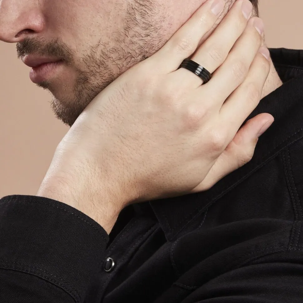 Bague Rico Acier Noir