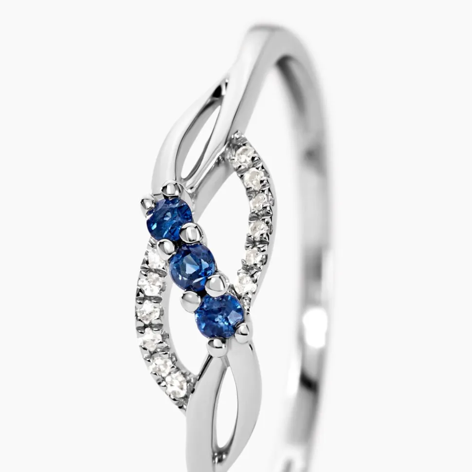 Bague Rosalyne Or Blanc Saphir Et Diamant