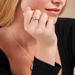 Bague Roseraie Argent Blanc Oxyde De Zirconium