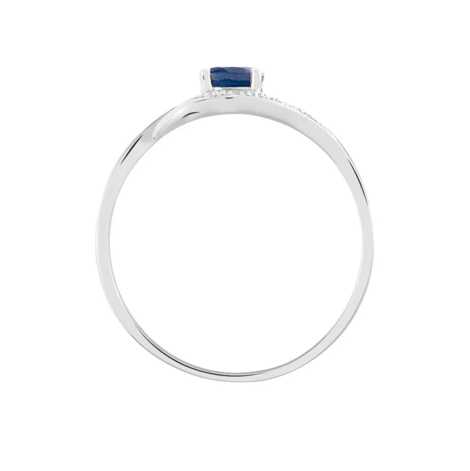 Bague Sagesse Or Blanc Saphir Et Diamant