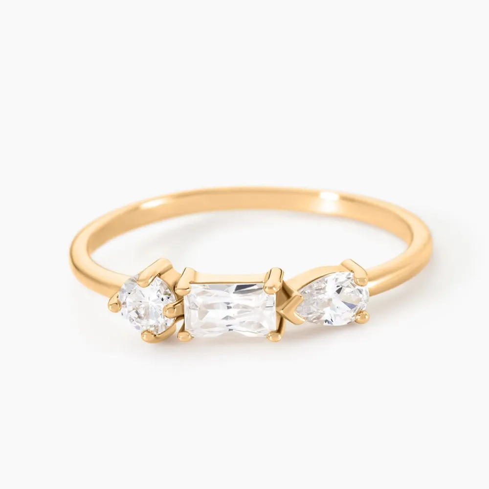 Bague Scintillante Plaque Or Jaune Oxyde De Zirconium|Marc Orian Online