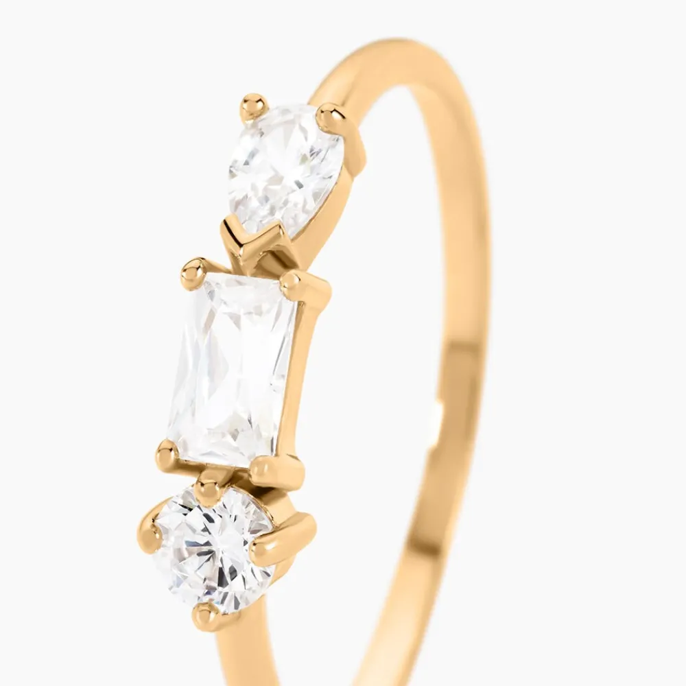 Bague Scintillante Plaque Or Jaune Oxyde De Zirconium|Marc Orian Online
