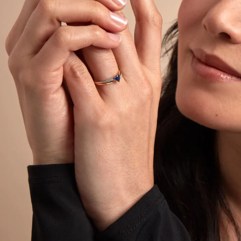 Bague Skylar Or Bicolore Saphir Diamant