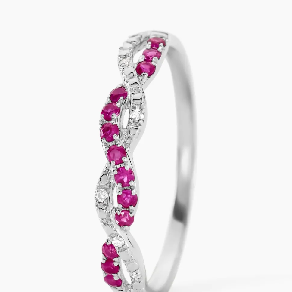 Bague Sofia Or Blanc Rubis Et Diamant