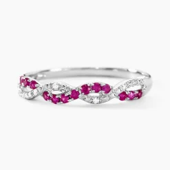 Bague Sofia Or Blanc Rubis Et Diamant