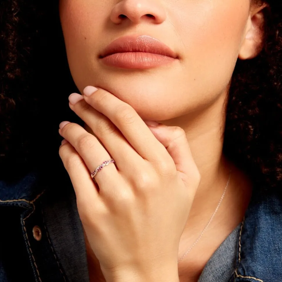 Bague Sofia Or Blanc Rubis Et Diamant