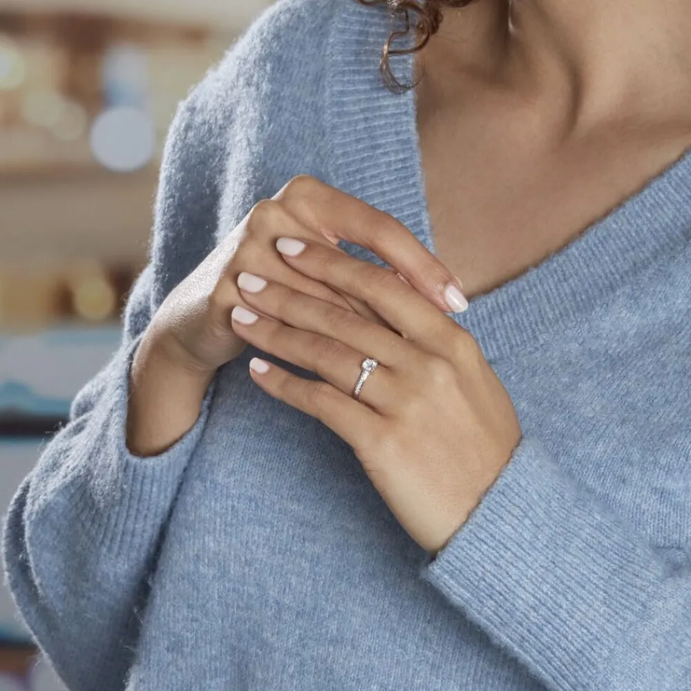 Bague Solitaire Accompagné Aramis Or Blanc Diamant Synthétique|Marc Orian Sale