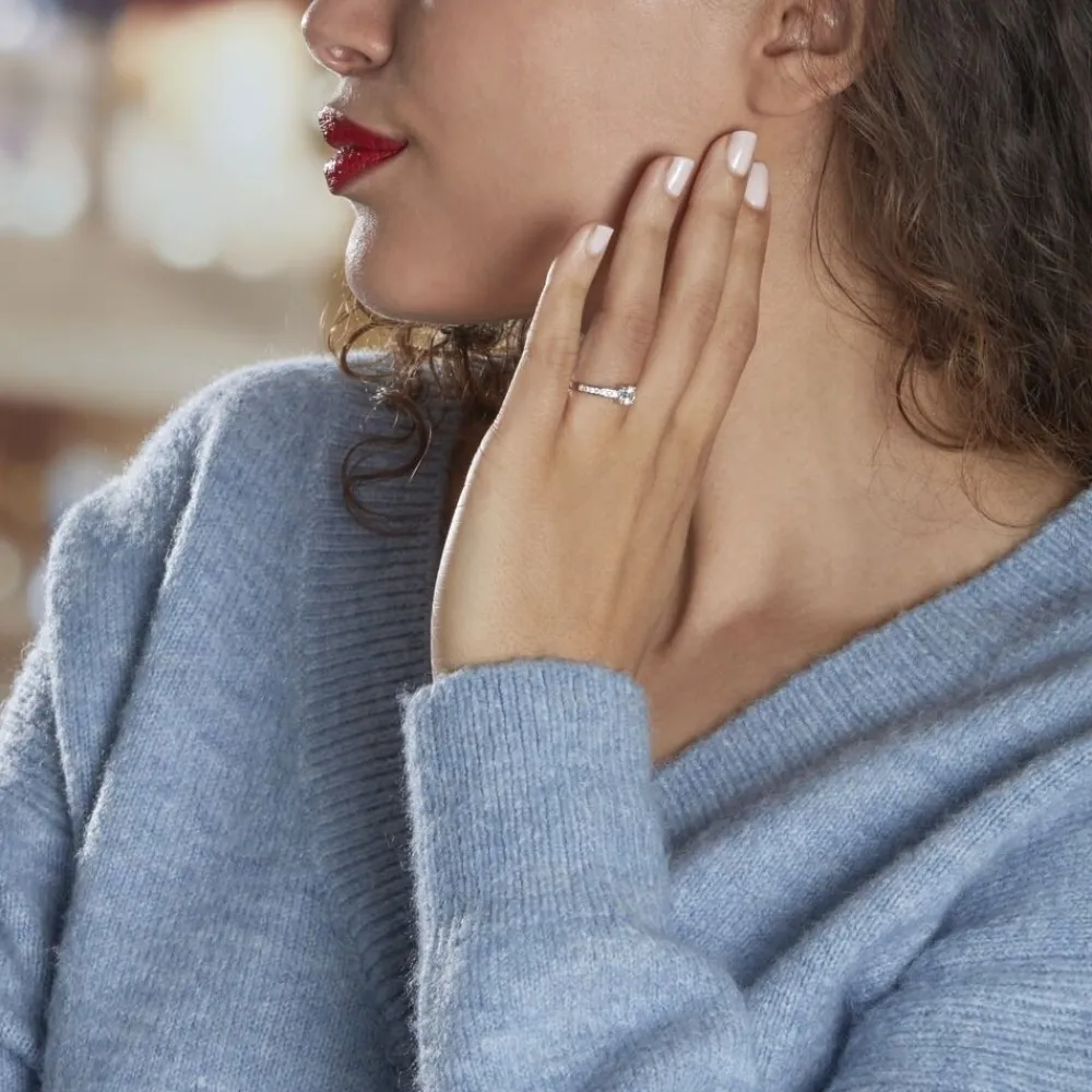 Bague Solitaire Accompagné Aramis Or Blanc Diamant Synthétique|Marc Orian Sale