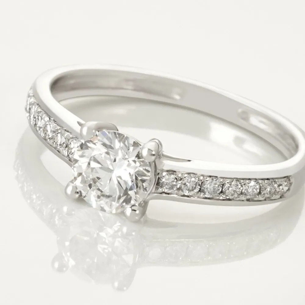 Bague Solitaire Accompagné Aramis Or Blanc Diamant Synthétique|Marc Orian Sale