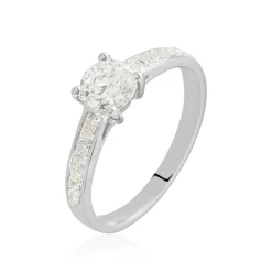 Bague Solitaire Accompagné Aramis Or Blanc Diamant Synthétique|Marc Orian Sale