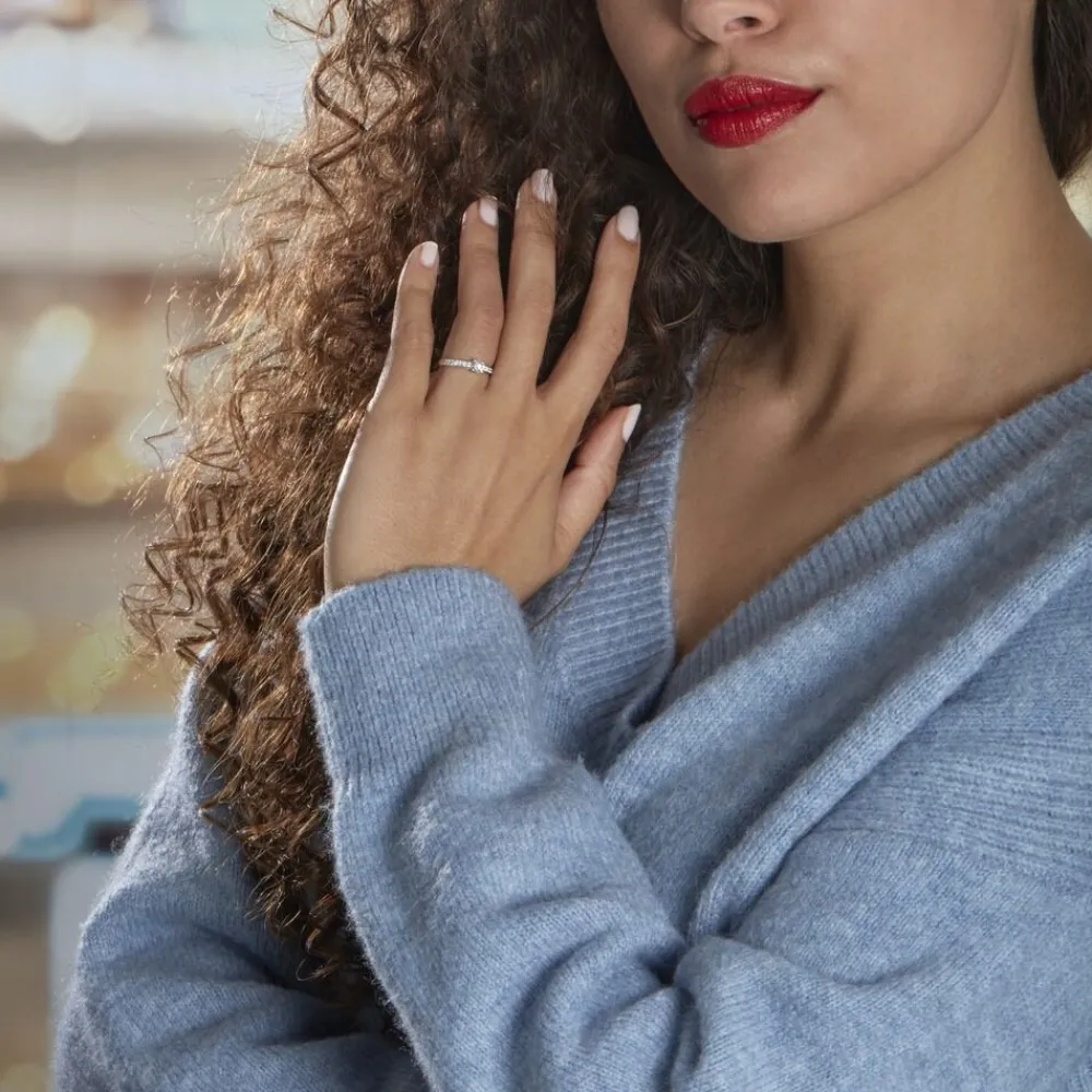 Bague Solitaire Accompagné Aramis Or Blanc Diamant Synthétique|Marc Orian Online
