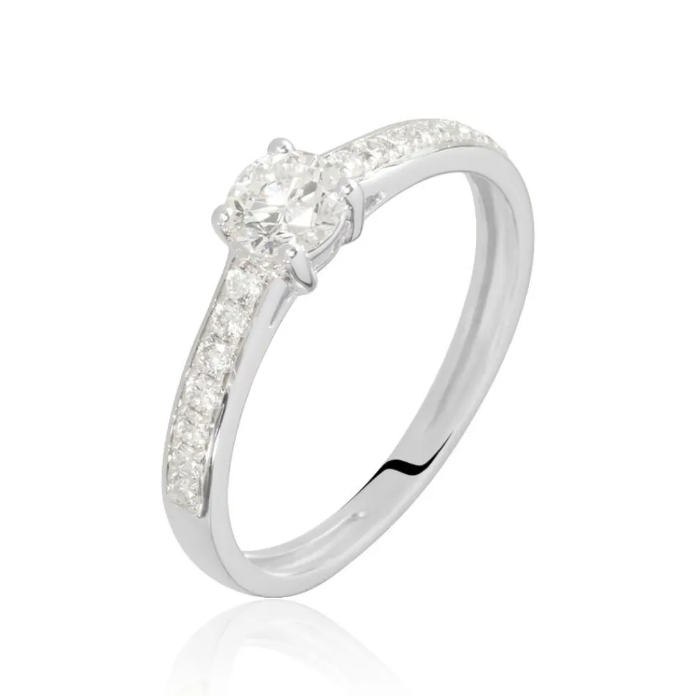 Bague Solitaire Accompagné Aramis Or Blanc Diamant Synthétique|Marc Orian Online