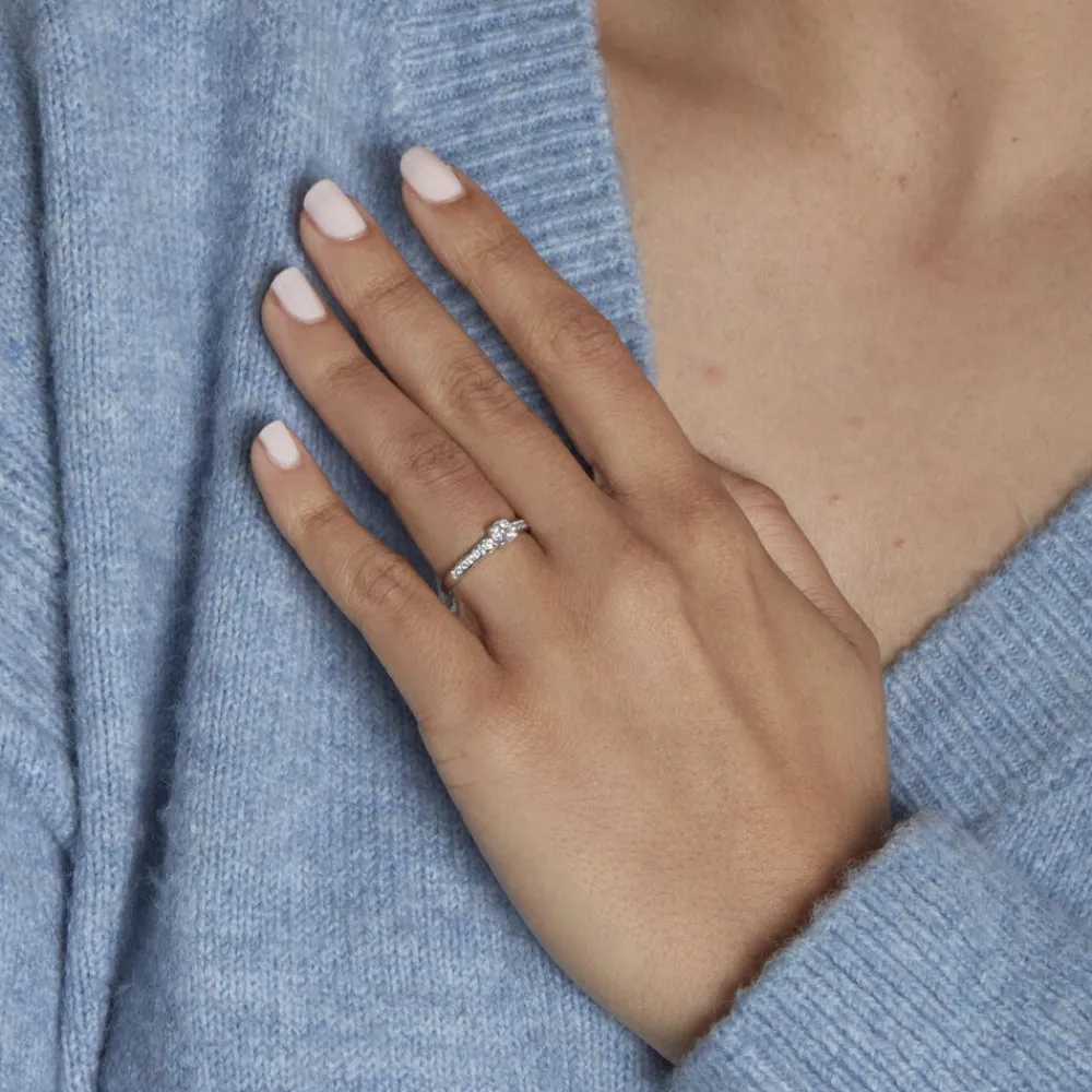Bague Solitaire Accompagné Aramis Or Blanc Diamant Synthétique|Marc Orian Online