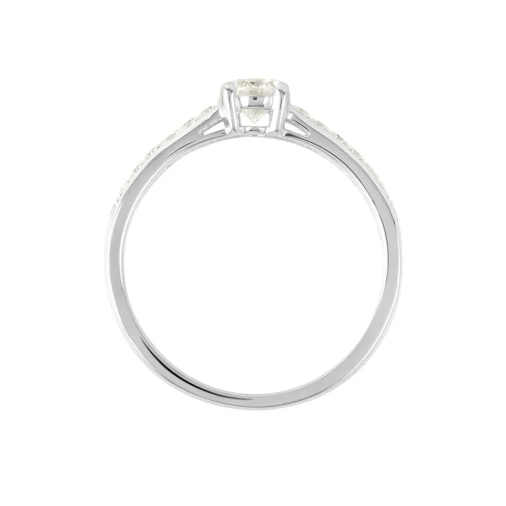 Bague Solitaire Accompagné Aramis Or Blanc Diamant Synthétique|Marc Orian Online