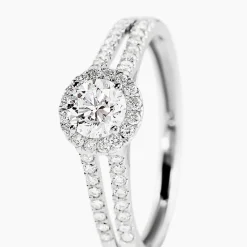 Bague Solitaire Accompagné Sosanna Or Blanc Diamant Synthétique|Marc Orian Outlet