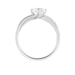 Bague Solitaire Essie Argent Blanc Oxyde De Zirconium