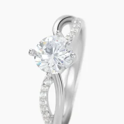 Bague Solitaire Essie Argent Blanc Oxyde De Zirconium